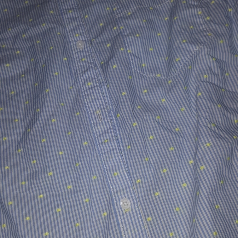 GAP BLUE PINSTRIPED BUTTONDOWN SHIRT TOP LIME NEW - Picture 4 of 5